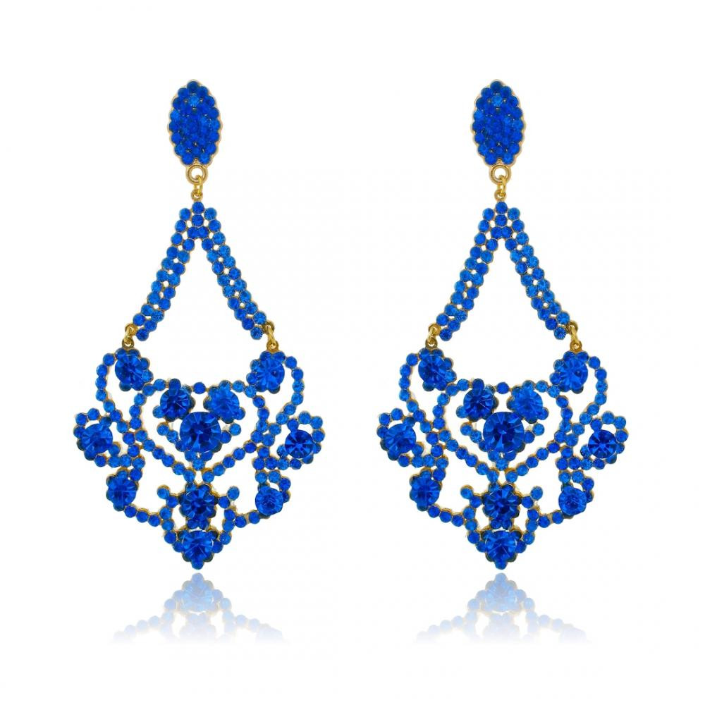 Brinco de strass banhado a ouro 18k 