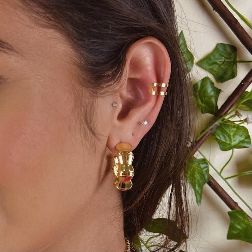 Piercing fake de pressão folheado a ouro 18k