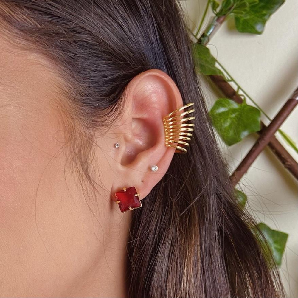 Piercing fake de pressão mari banhado a ouro 18k