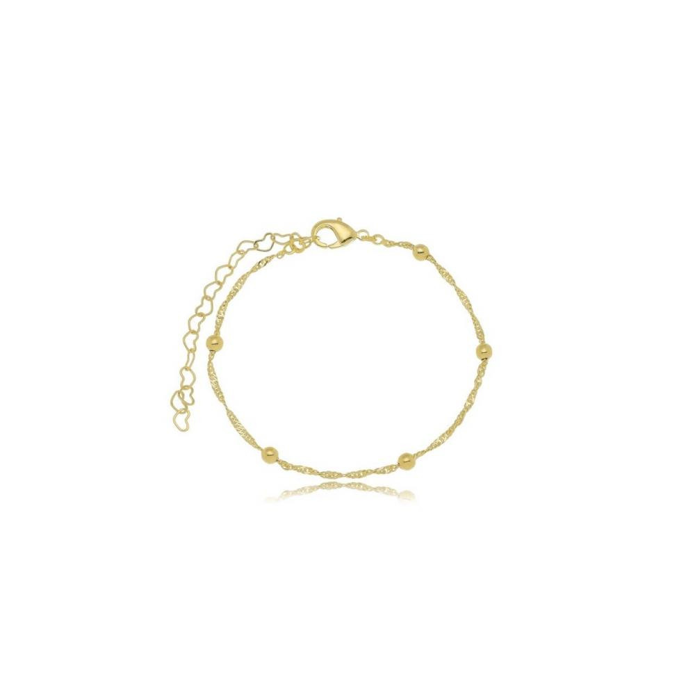 Tornozeleira Nina com micro bolinhas banhada a ouro 18k 