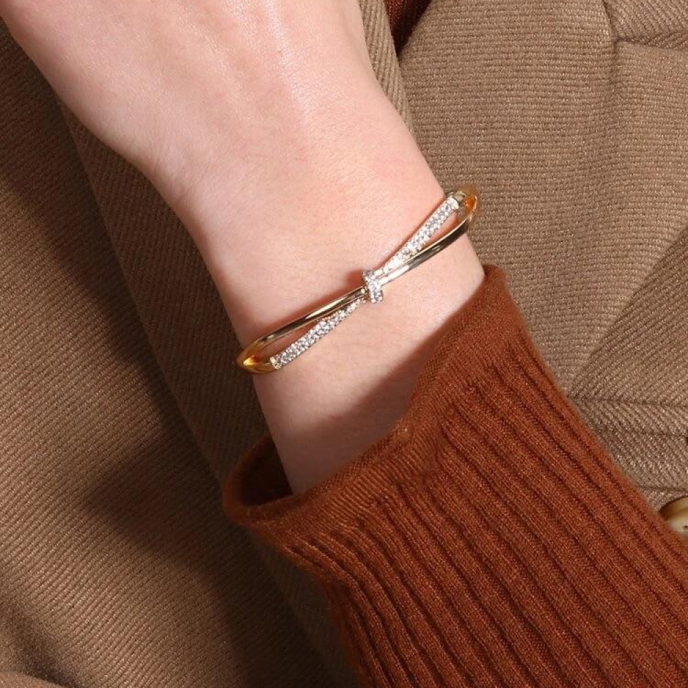 Bracelete Pilar de prego cravejado banhado a ouro 18k