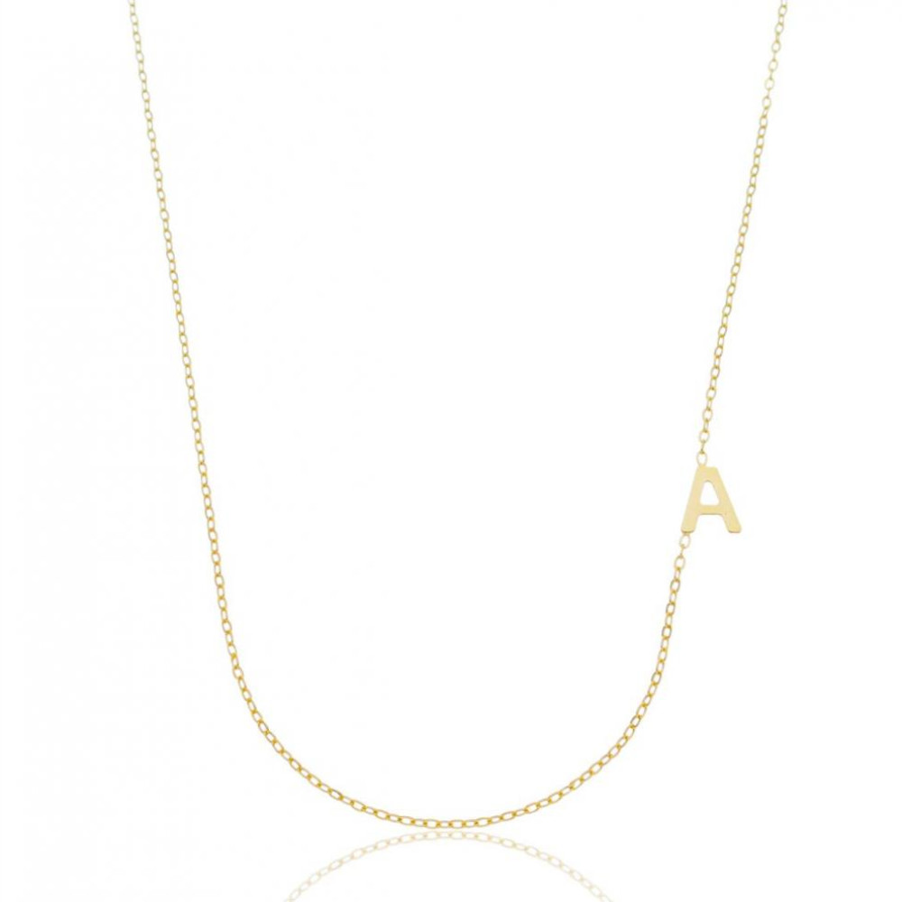 Colar inicial de letra personalizado banhado a ouro 18k
