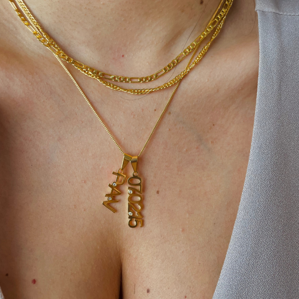 Colar memórias personalizado banhado a ouro 18k 