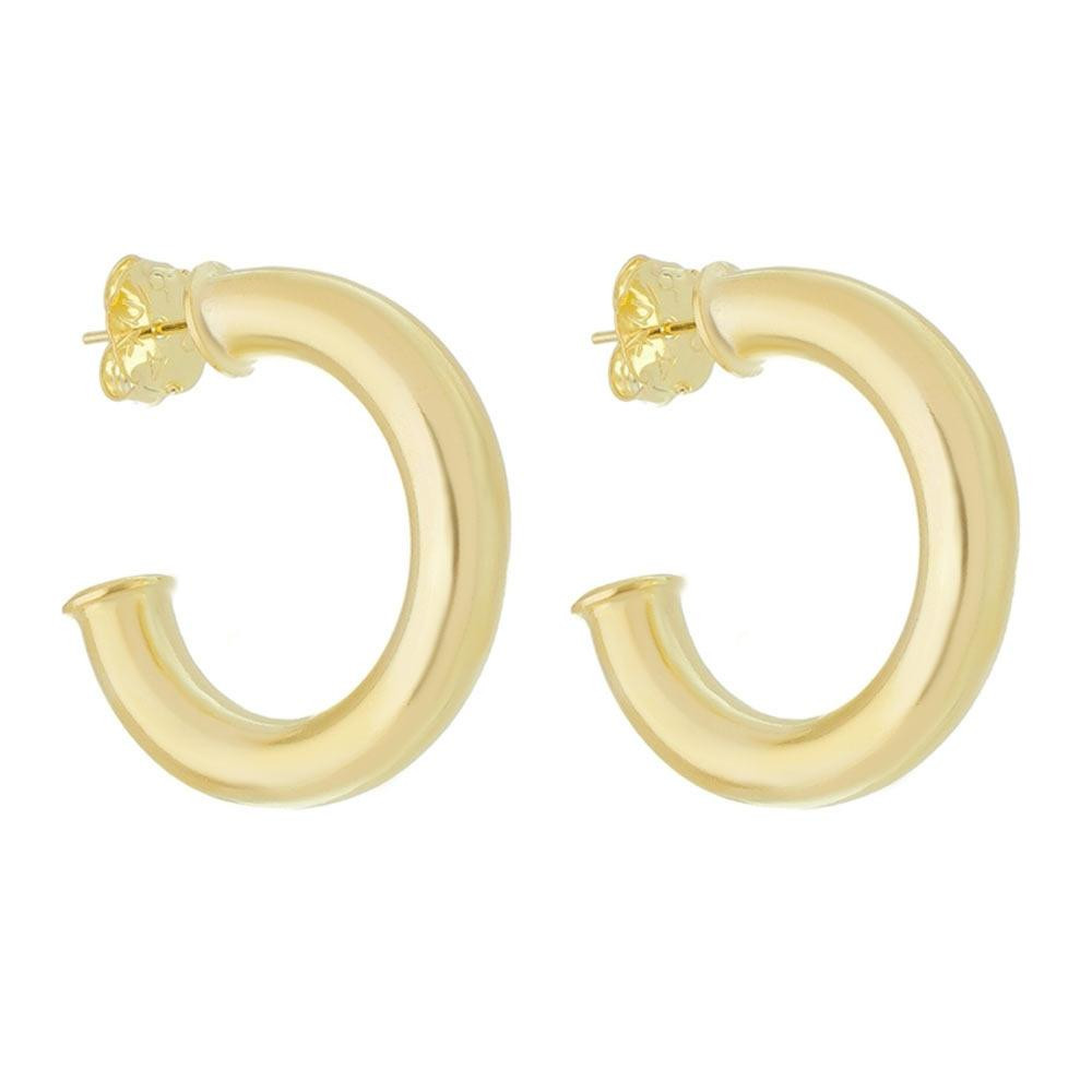 Brinco Amélia argola tubo banhado a ouro 18k  