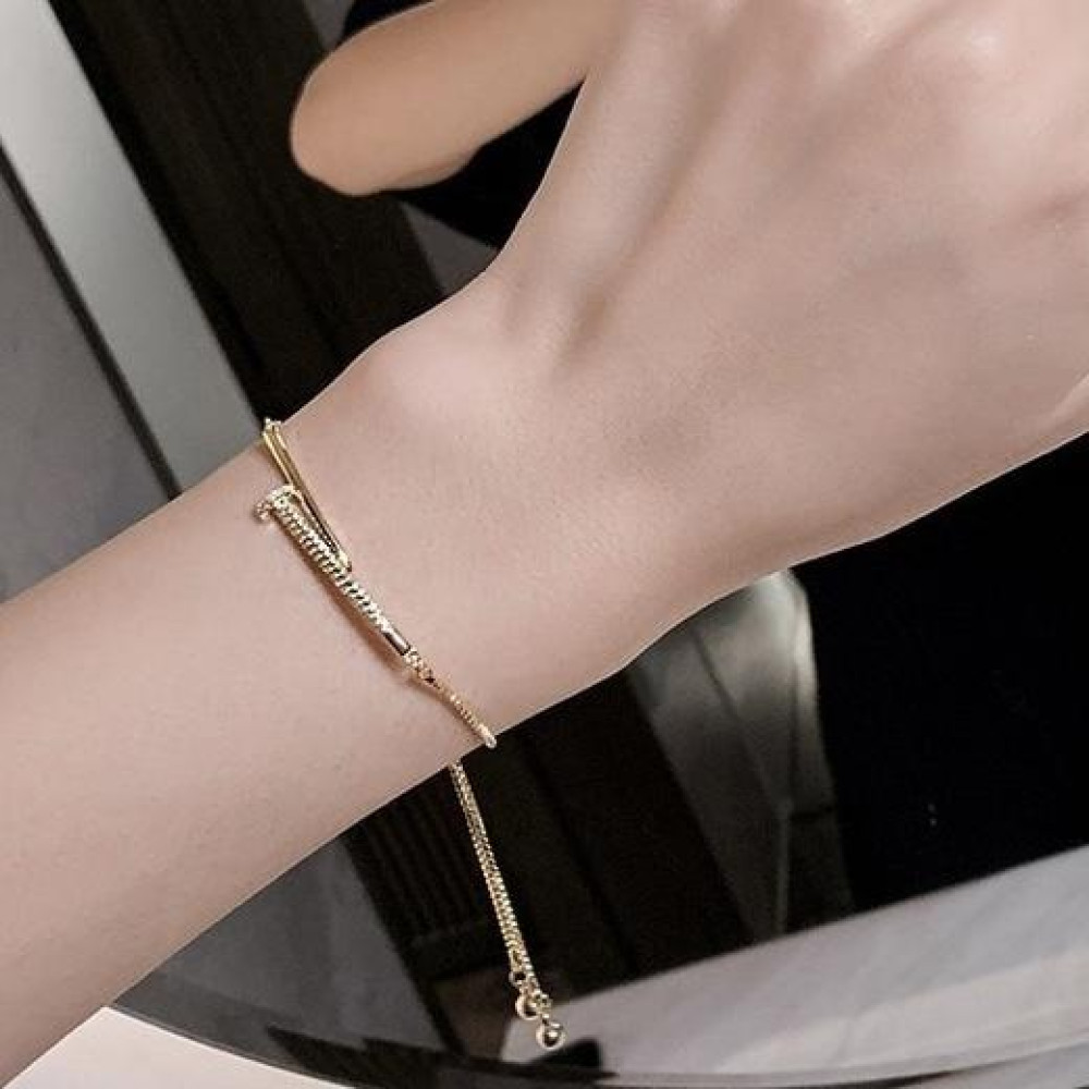 Pulseira Pabline regulável de prego banhada a ouro 18k