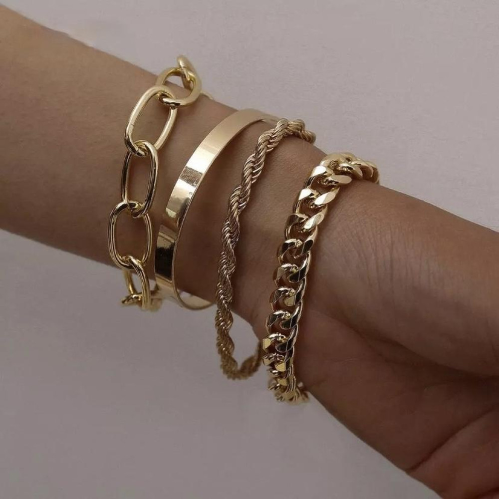 Pulseira Kim de elos com fecho T banhada a ouro 18k