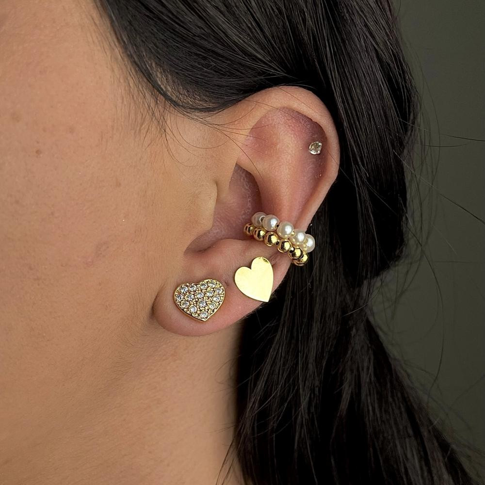Brinco Luiza de coração banhado a ouro 18k