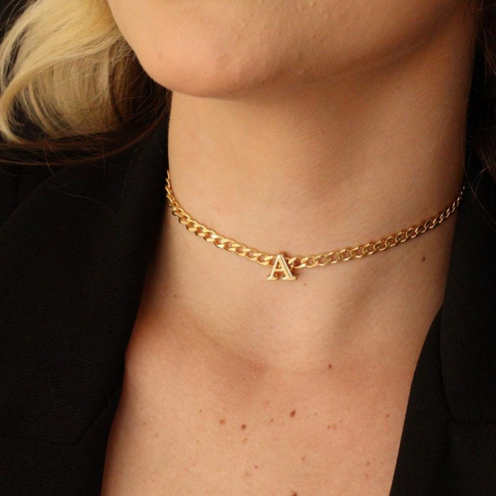 Colar personalizado com letra passantes banhado a ouro 18k