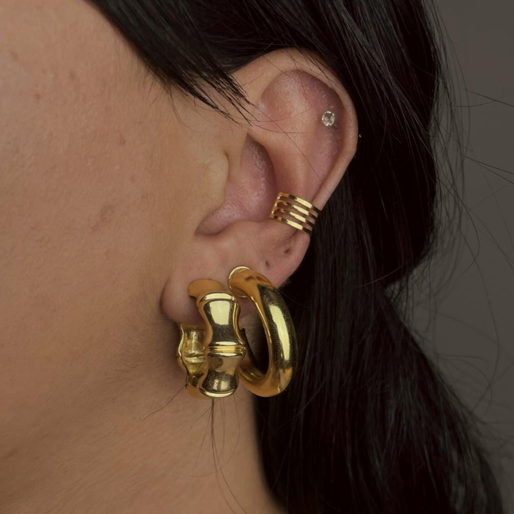 Brinco Amélia argola tubo banhado a ouro 18k  