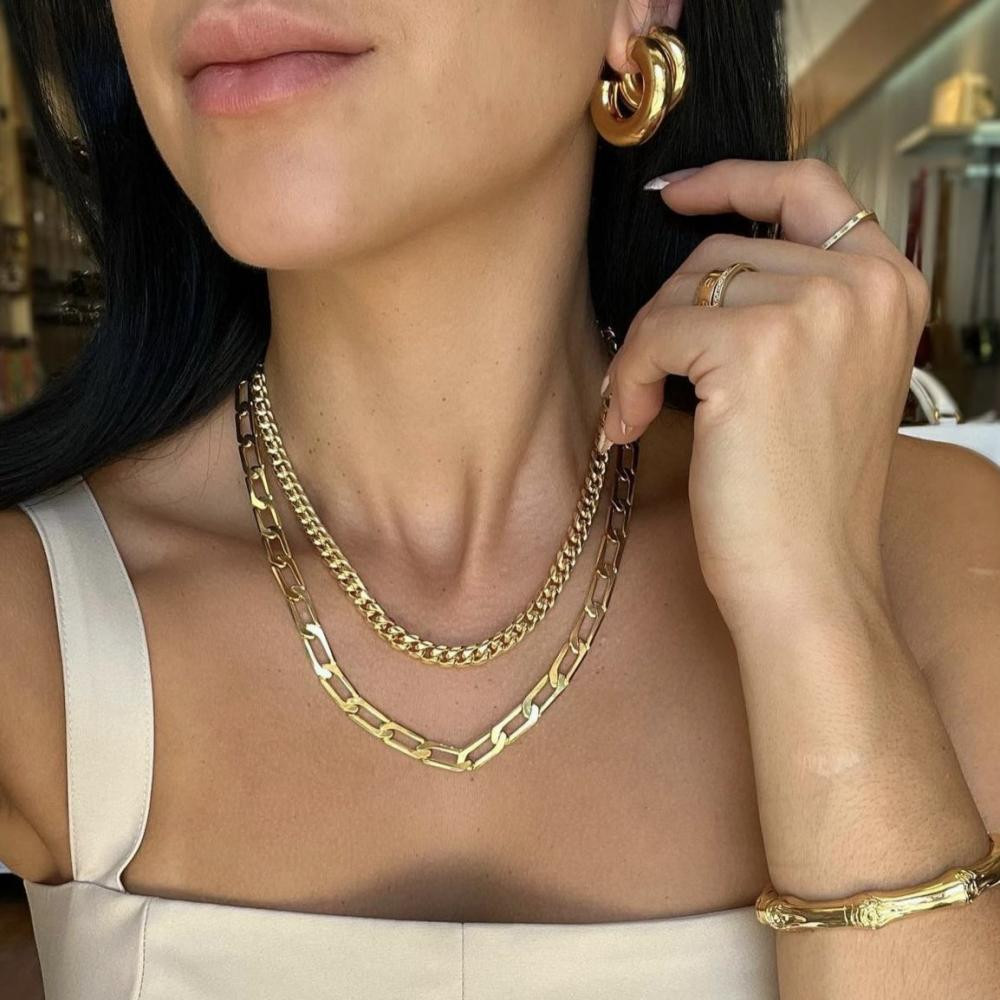 Colar Ivy elo grumet chapado banhado a ouro 18k