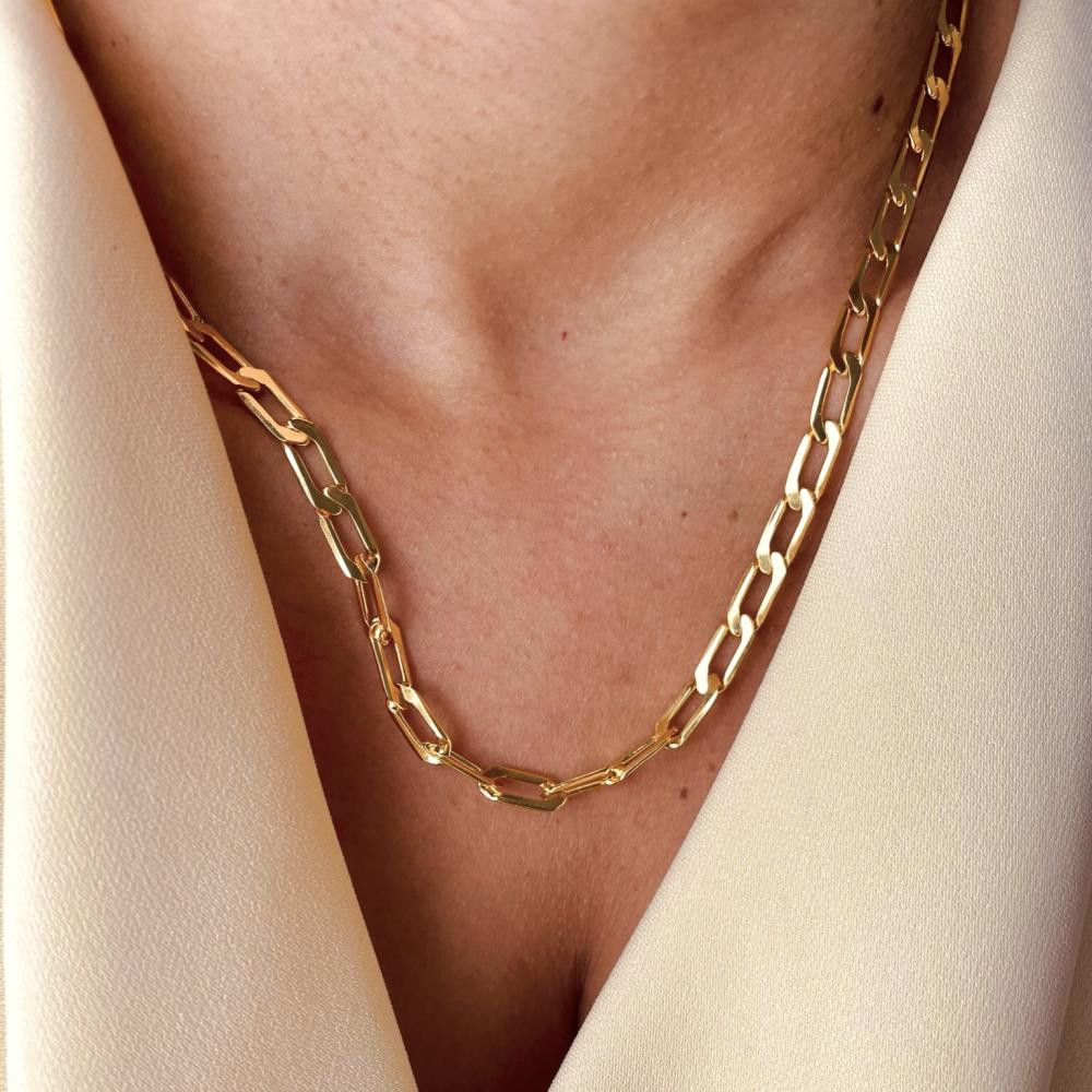 Colar Ivy elo grumet chapado banhado a ouro 18k