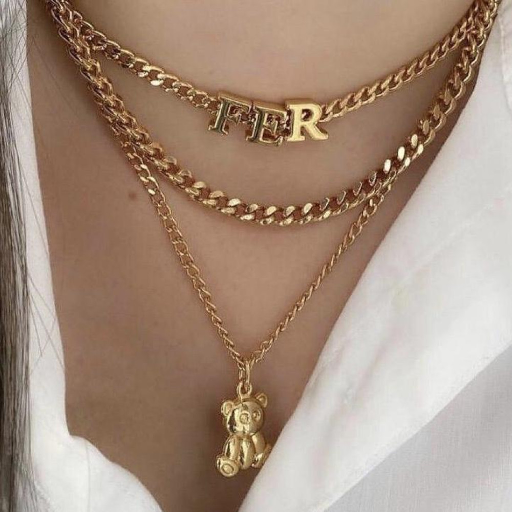 Colar urso Teddy banhado a ouro 18k