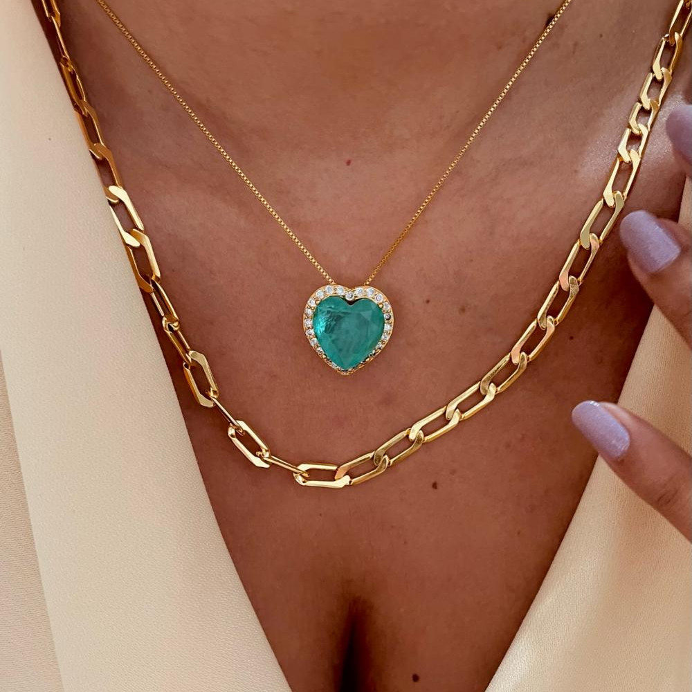 Colar Stela de coração banhado a ouro 18k 