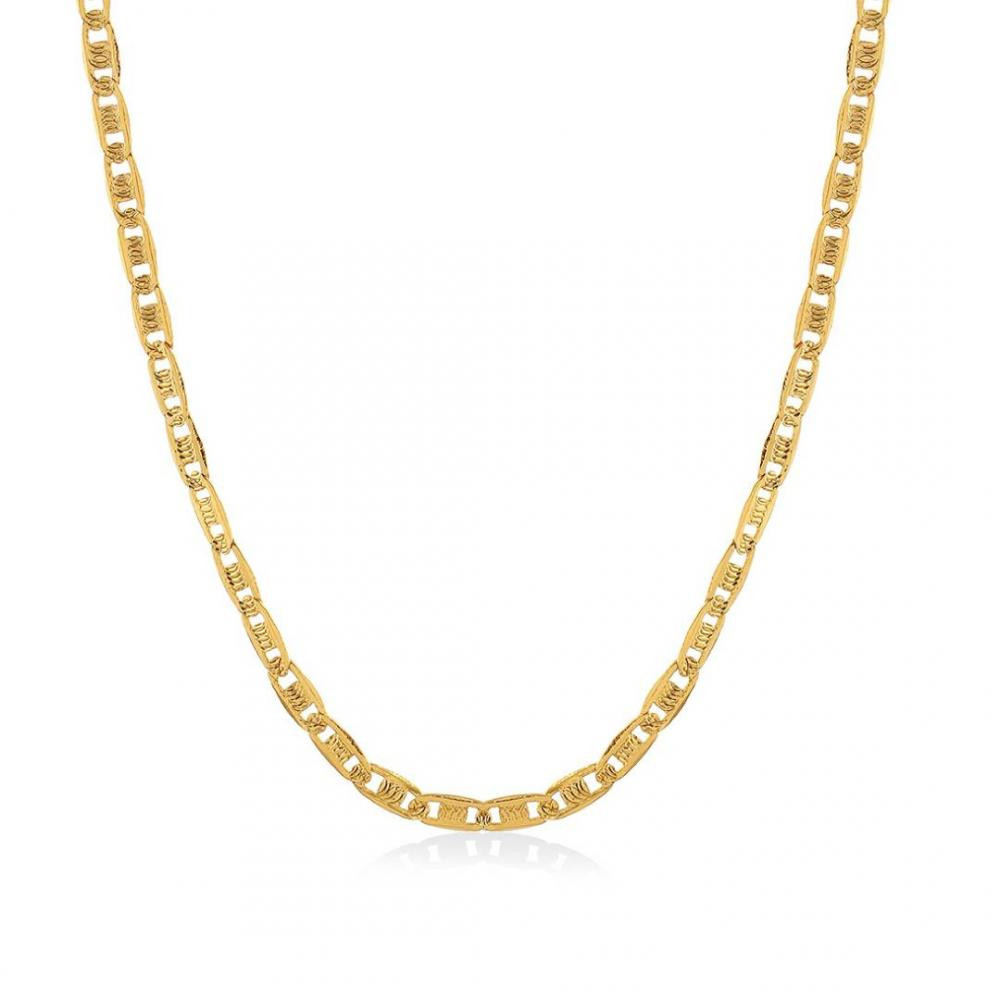 Colar masculina com corrente grumet chapada banhado a ouro 18k 