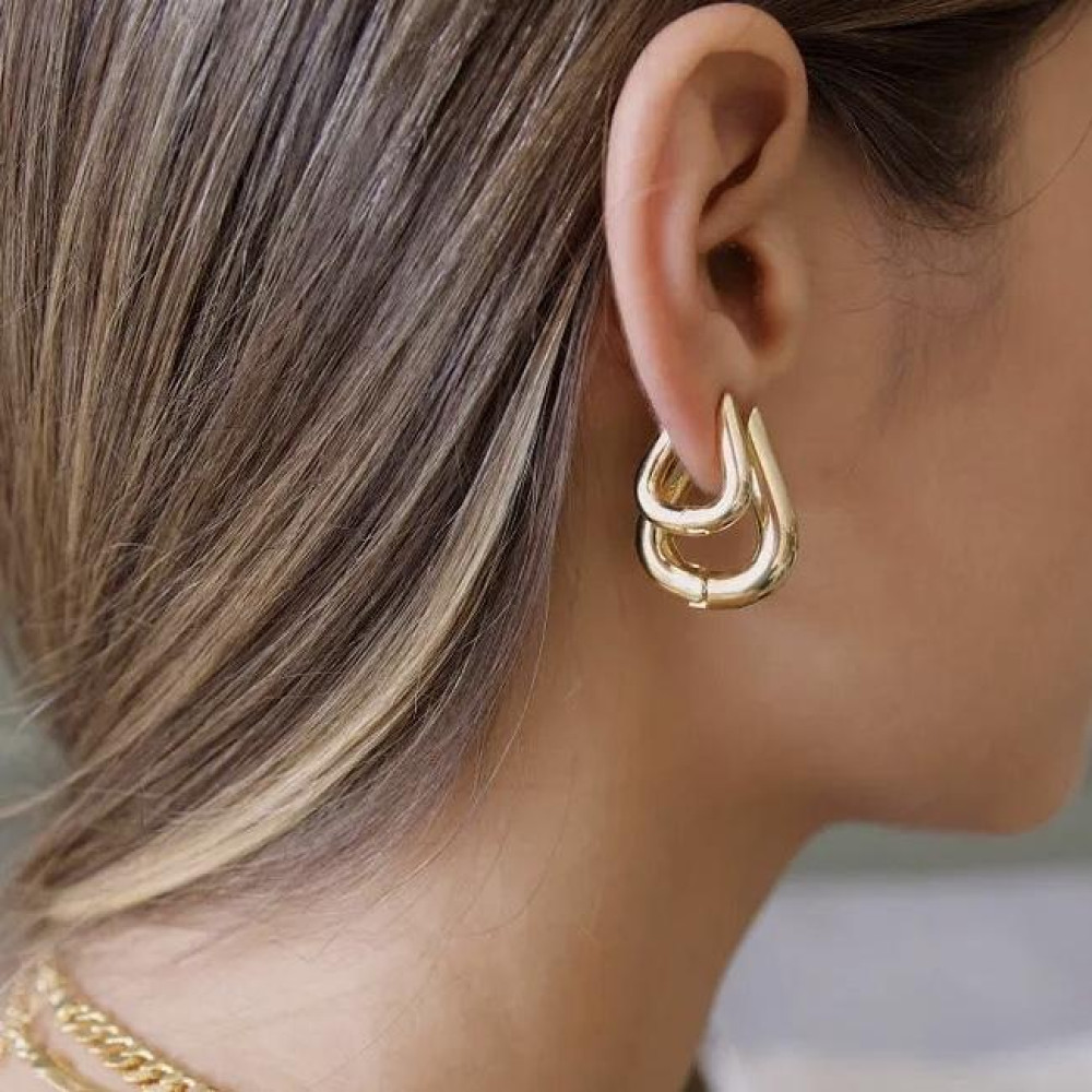 Brinco Agatha de argola pequeno banhado a ouro 18k 