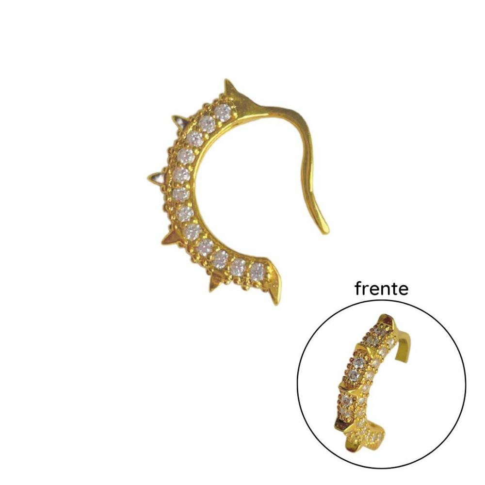 Piercing fake Érica cravejado banhado a ouro 18k 