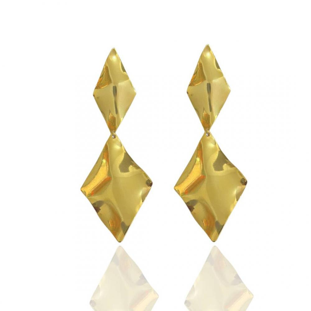 Brinco Isis martelado banhado a ouro 18k 
