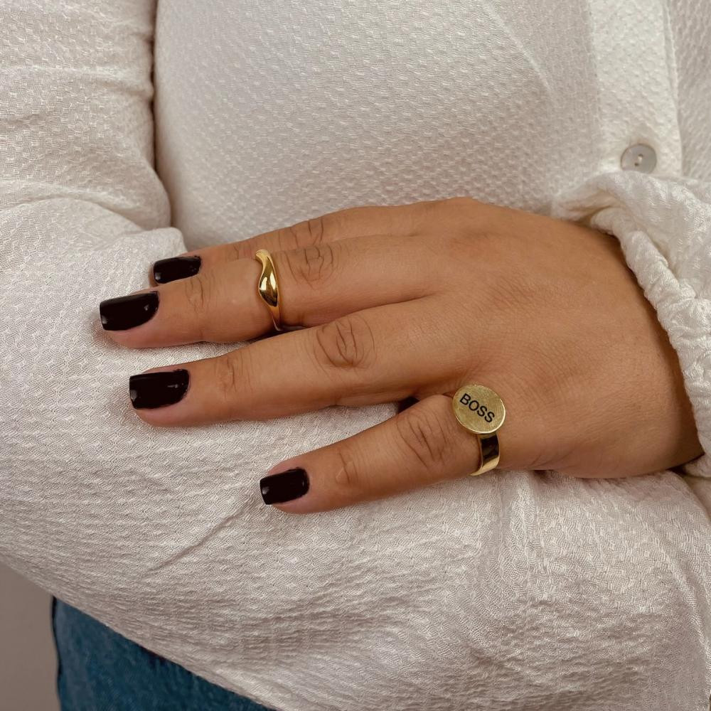 Anel Anne personalizado banhado a ouro 18k