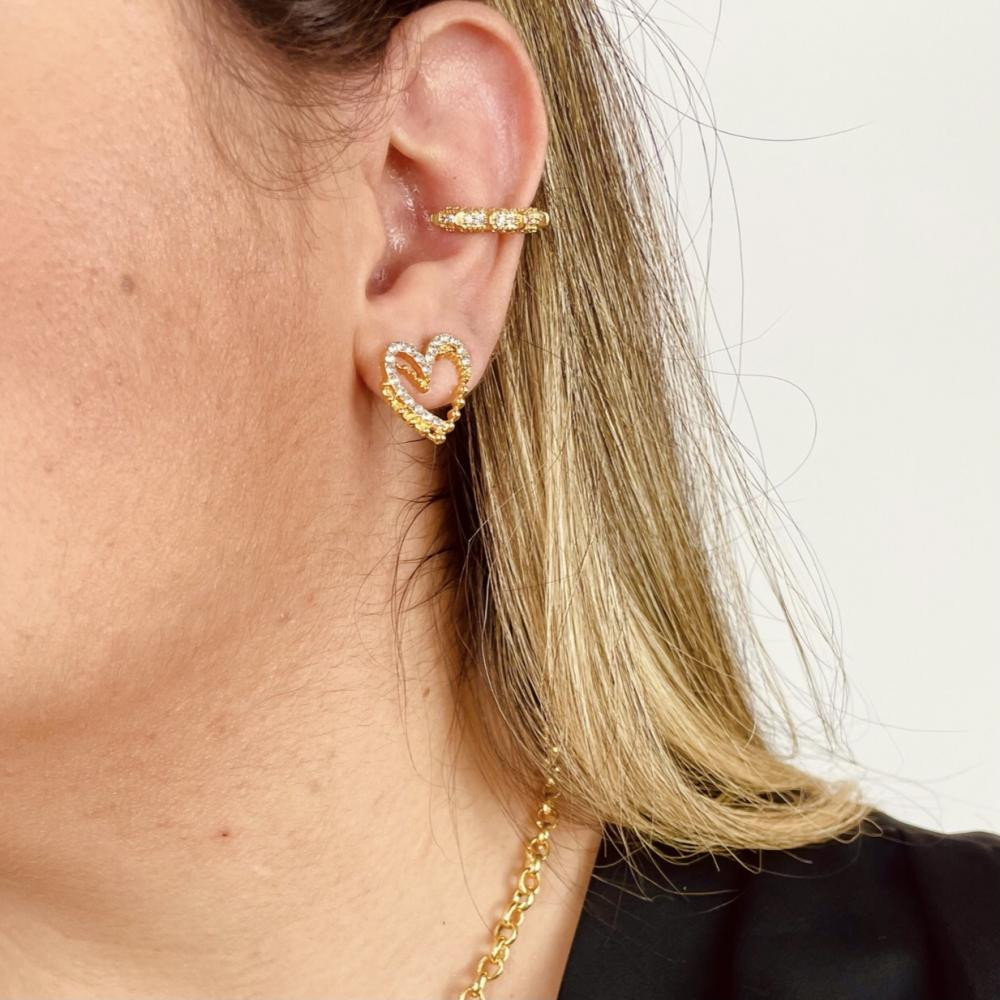 Piercing fake Érica cravejado banhado a ouro 18k 