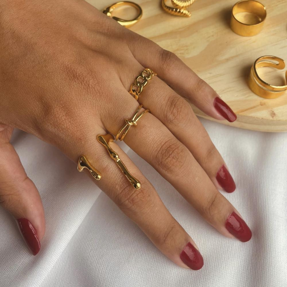 Anel Ester banhado a ouro 18k