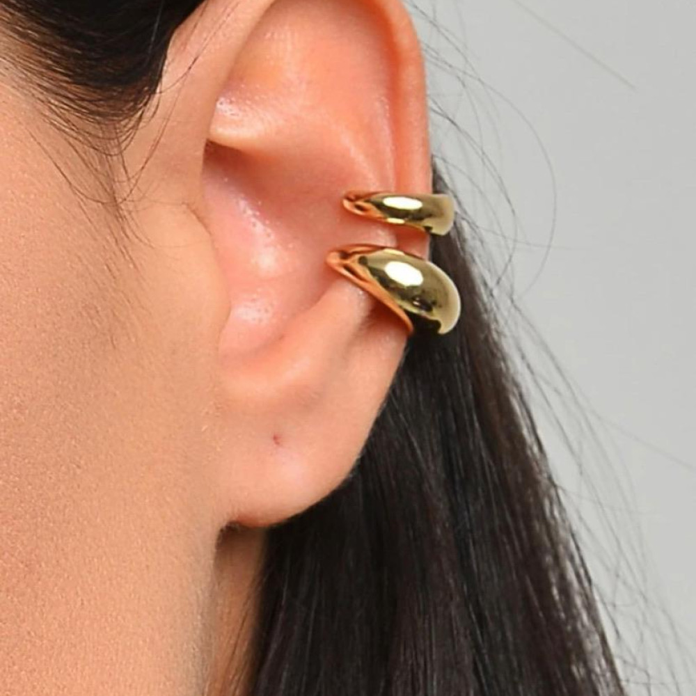 Brinco piercing fake Valentina M banhado a ouro 18k