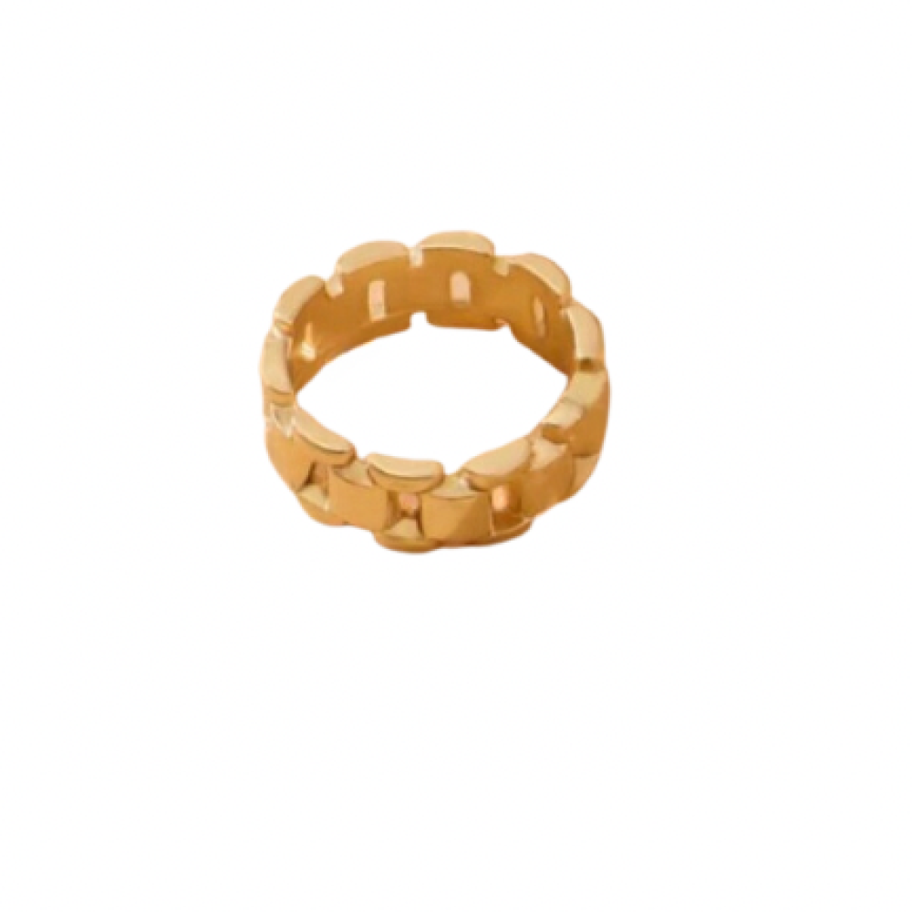 Anel Luana elos retangulares grandes banhado a ouro 18k