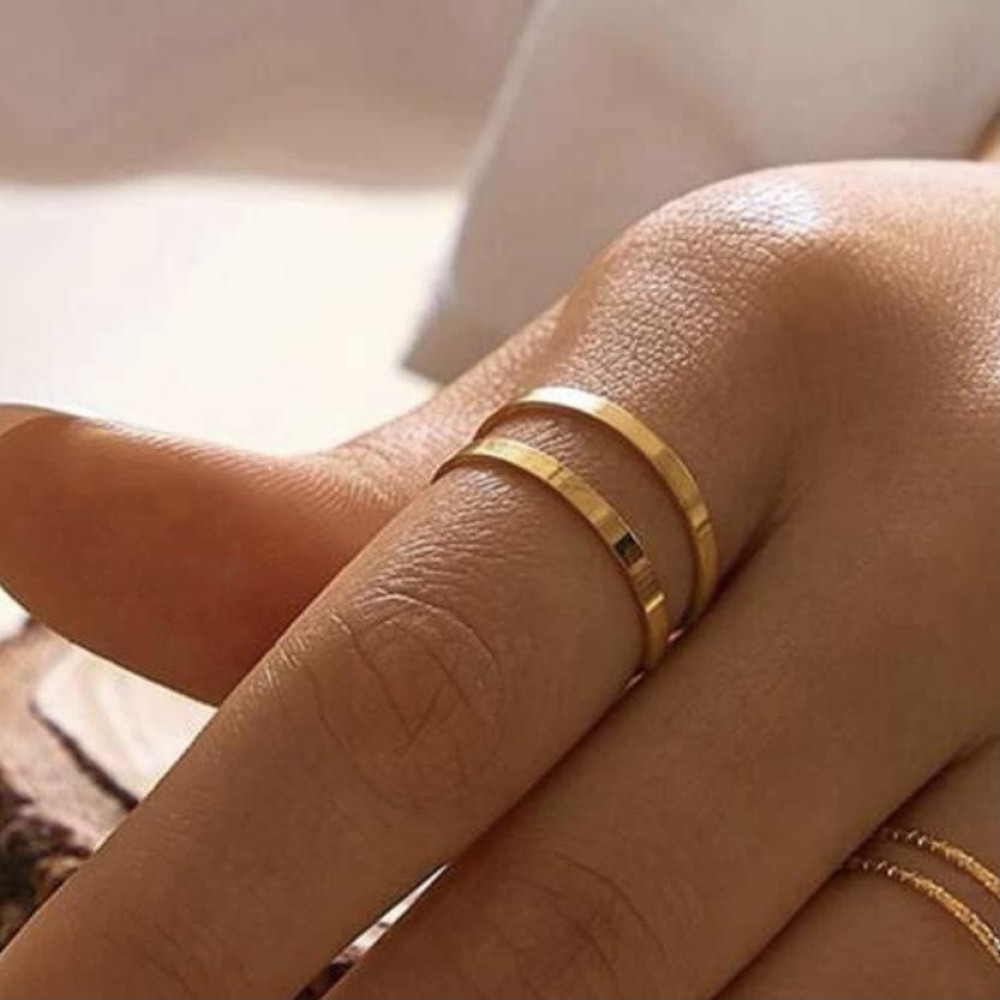 Anel duplo Pamela regulável banhado a ouro 18k