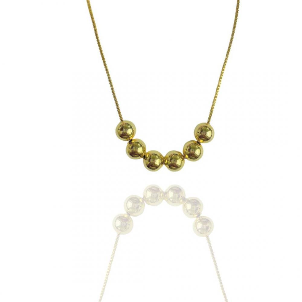 Colar Megan com bolas douradas banhado a ouro18k 