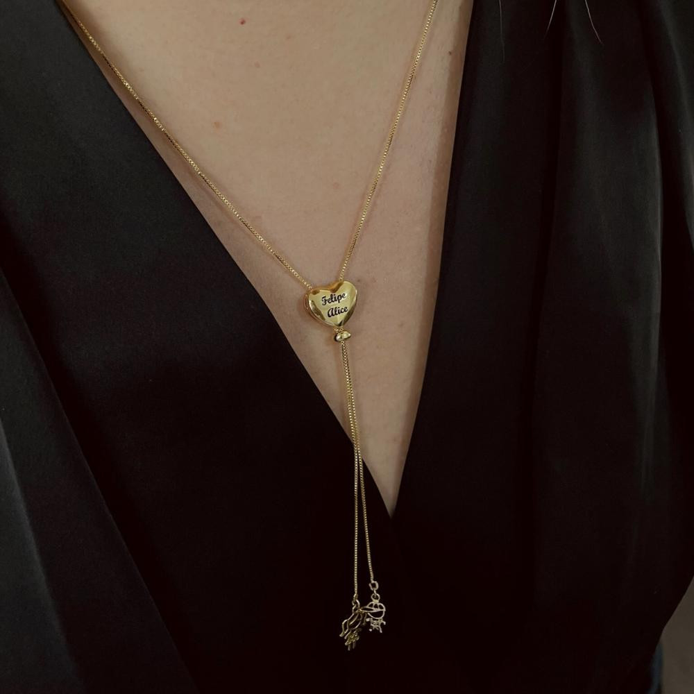 Colar personalizado gravata banhado a ouro 18k