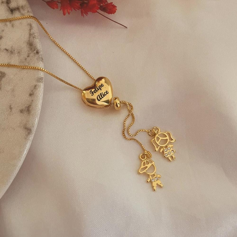 Colar personalizado gravata banhado a ouro 18k