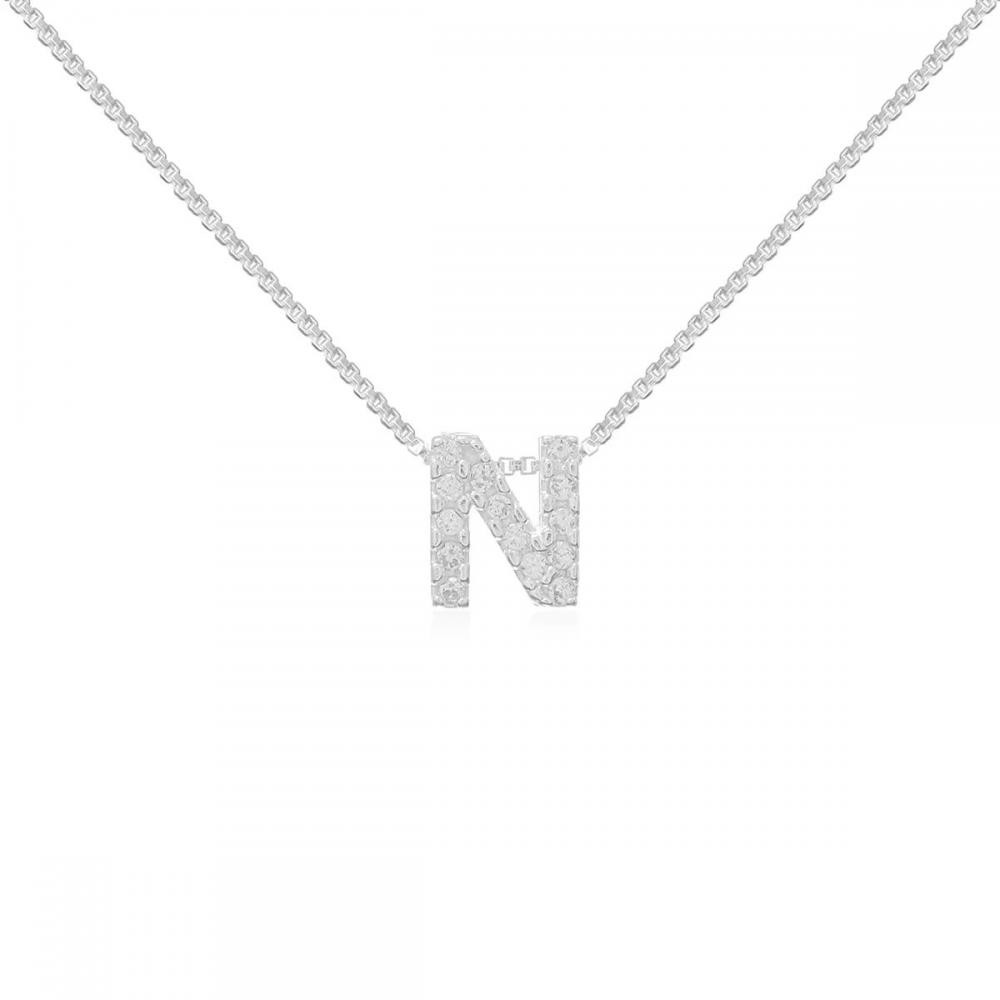 Colar personalizado letra cravejada na Prata 925