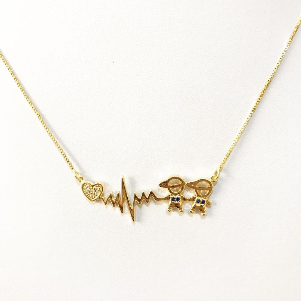 Colar batimentos personalizado com pingentes banhado a ouro 18k