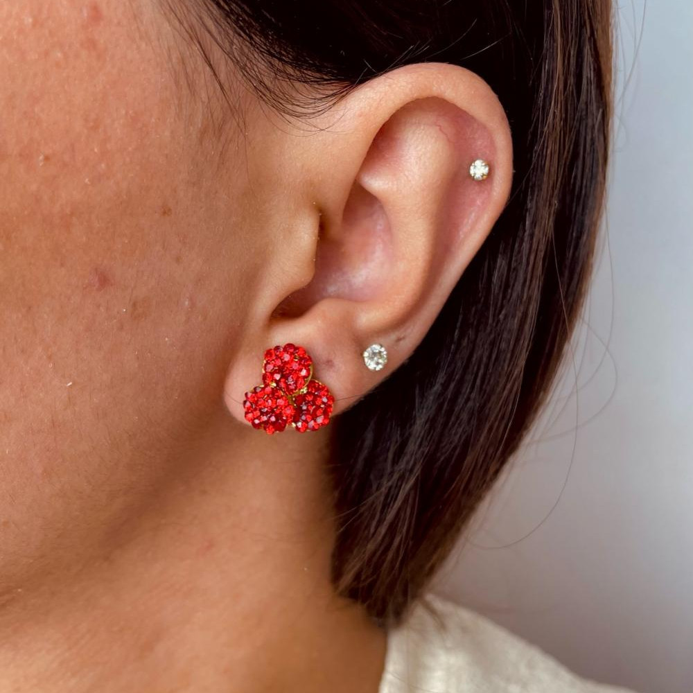 Brinco Ruth de strass banhado a ouro 18k
