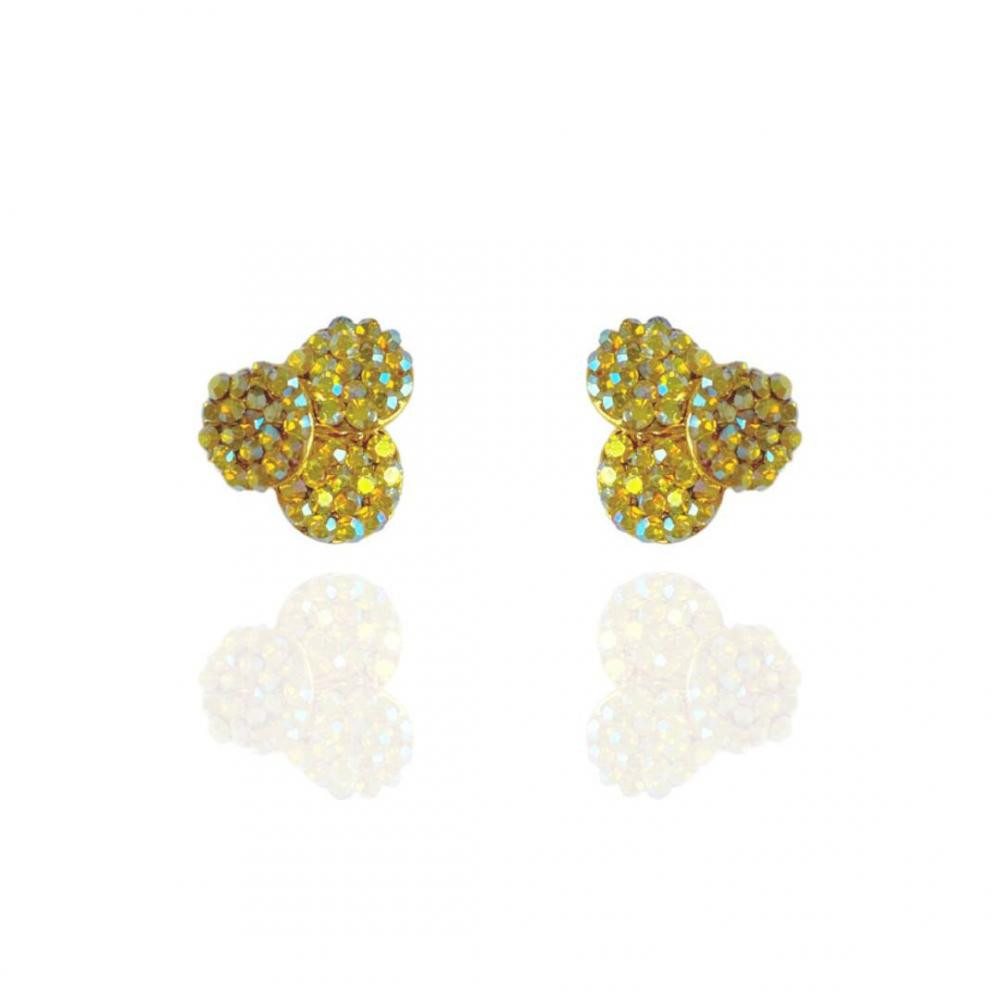 Brinco Ruth de strass banhado a ouro 18k