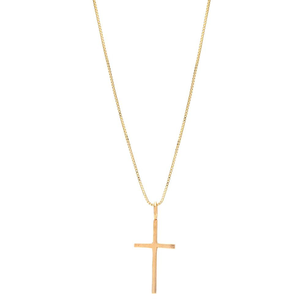Corrente masculina com pingente de cruz  banhado a ouro 18k