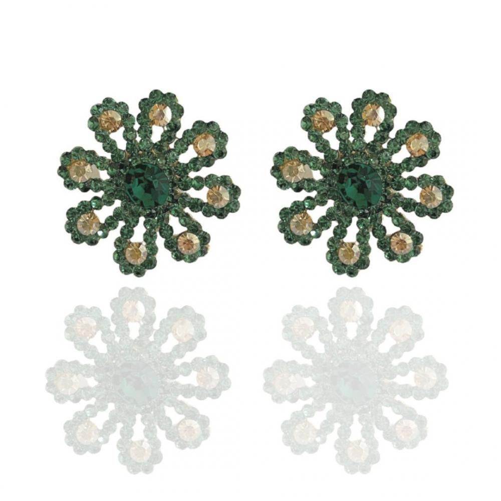 Brinco Vania de strass com formato de flor banhado a ouro 18k 