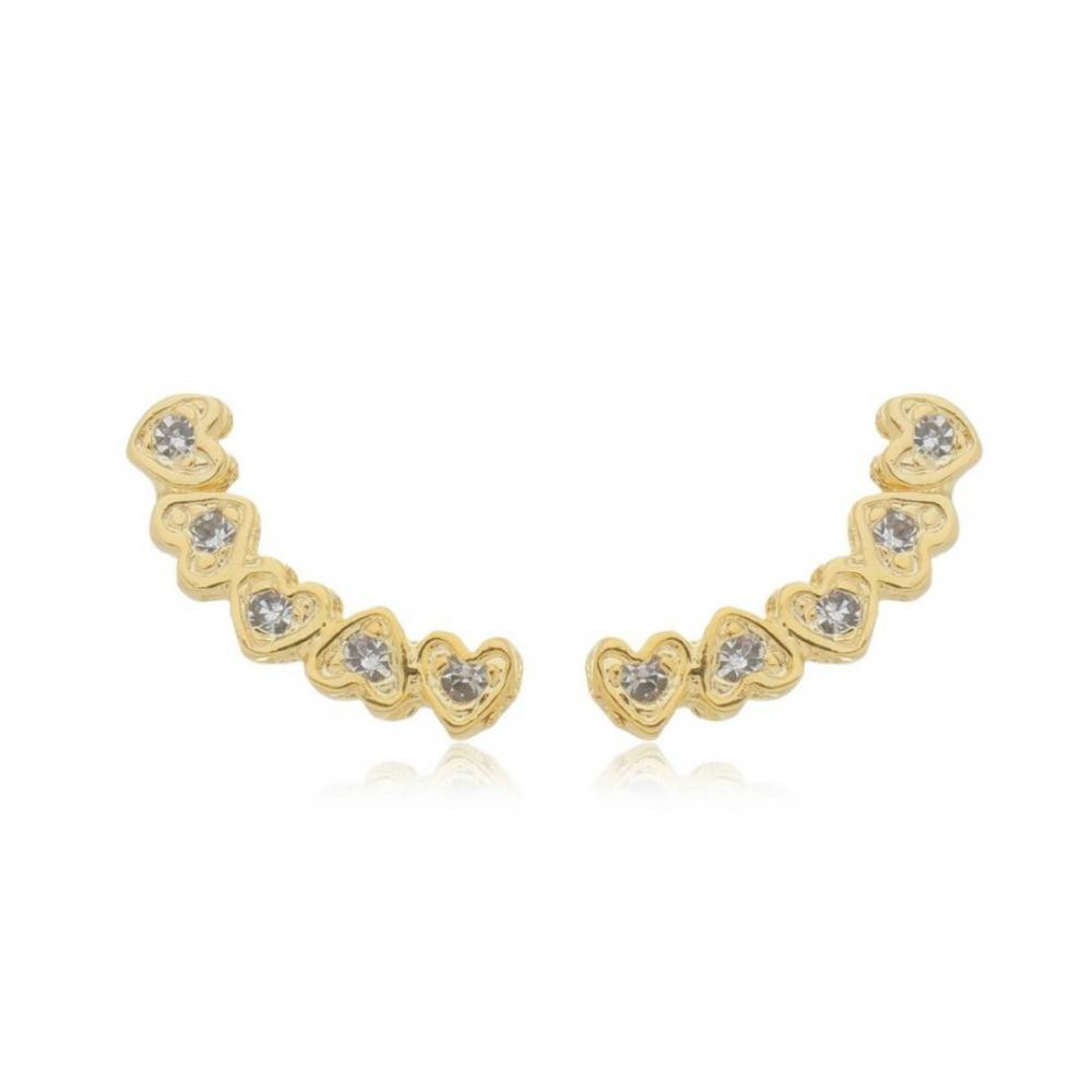 Brinco Molly earcuff de coração banhado a ouro 18k