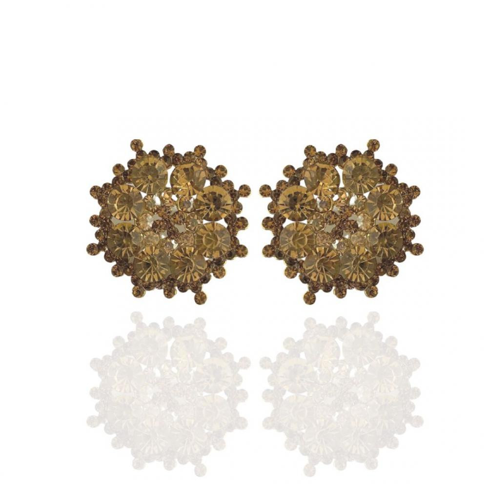 Brinco  Lúcia de strass banhado a ouro 18k