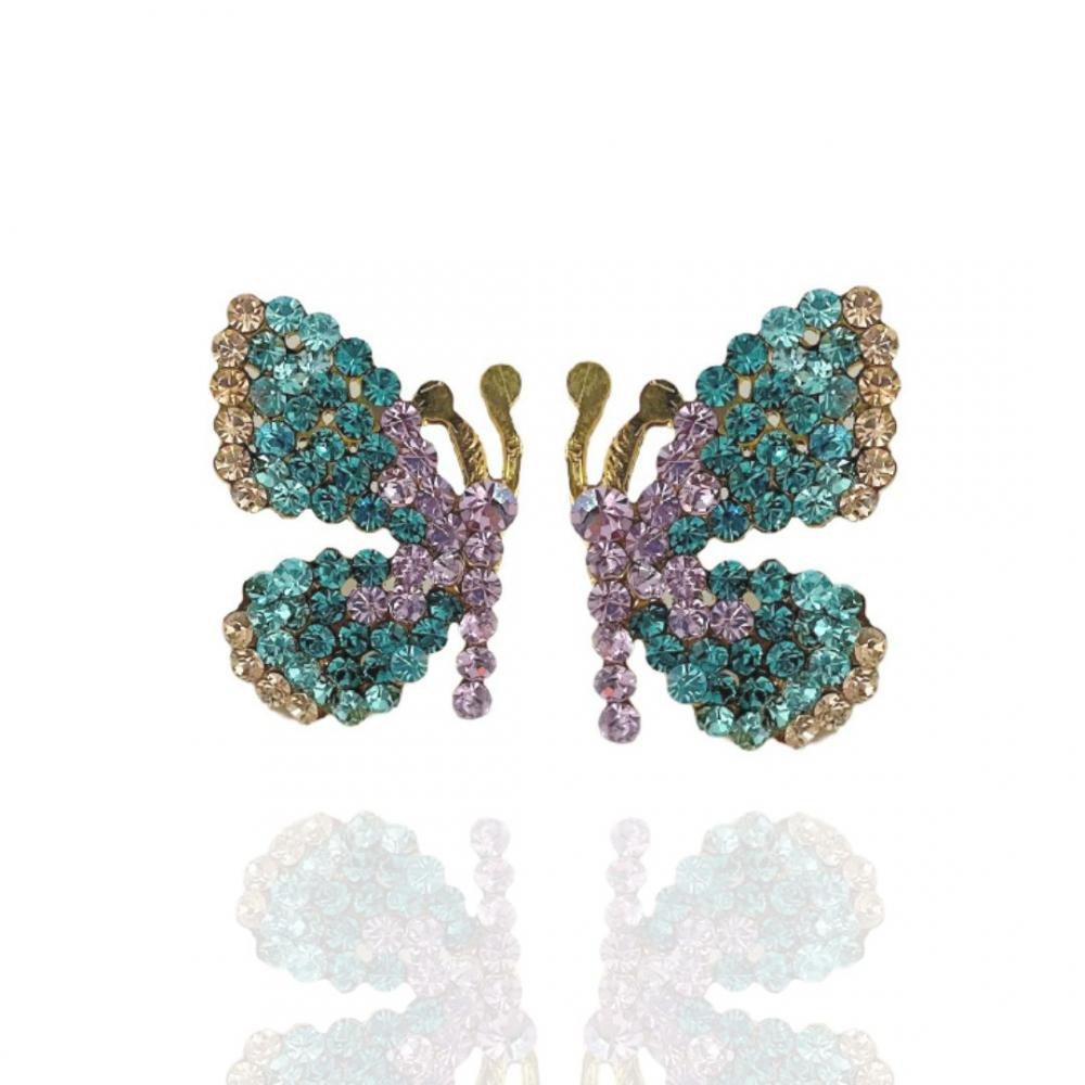 Brinco borboleta Darci de strass banhado a ouro 18k