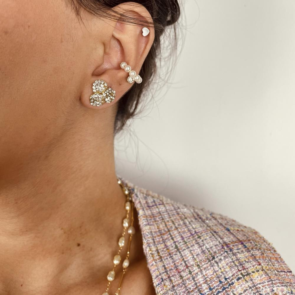 Brinco Ruth de strass banhado a ouro 18k