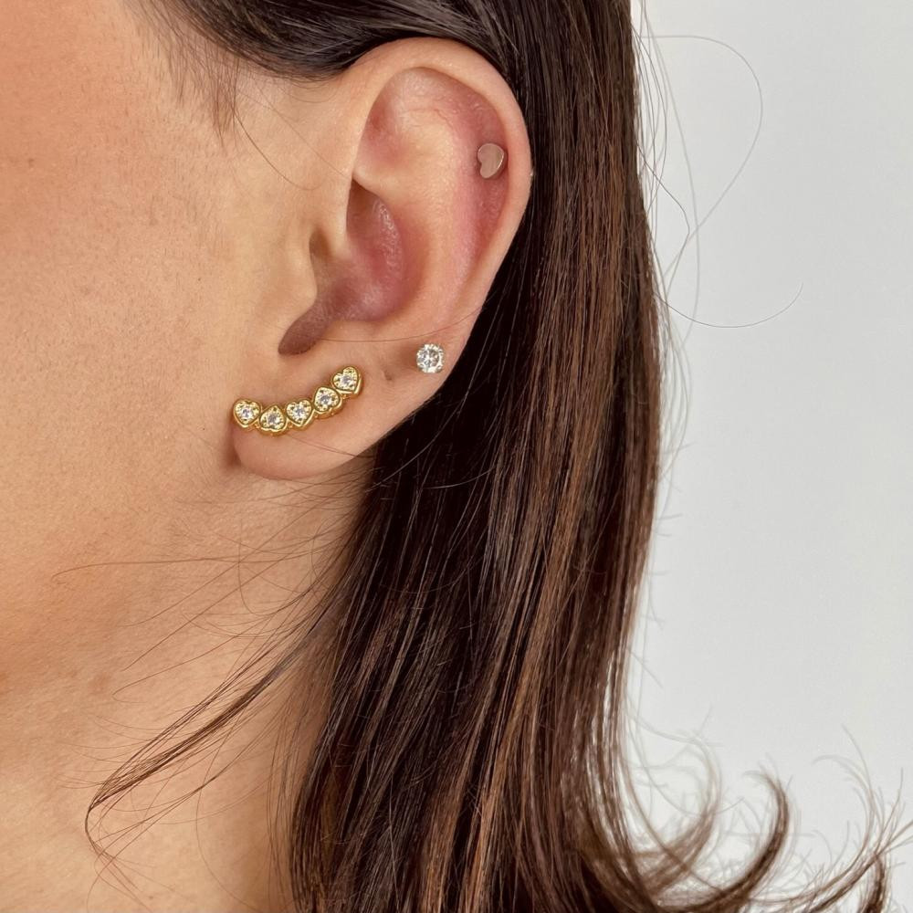 Brinco Molly earcuff de coração banhado a ouro 18k