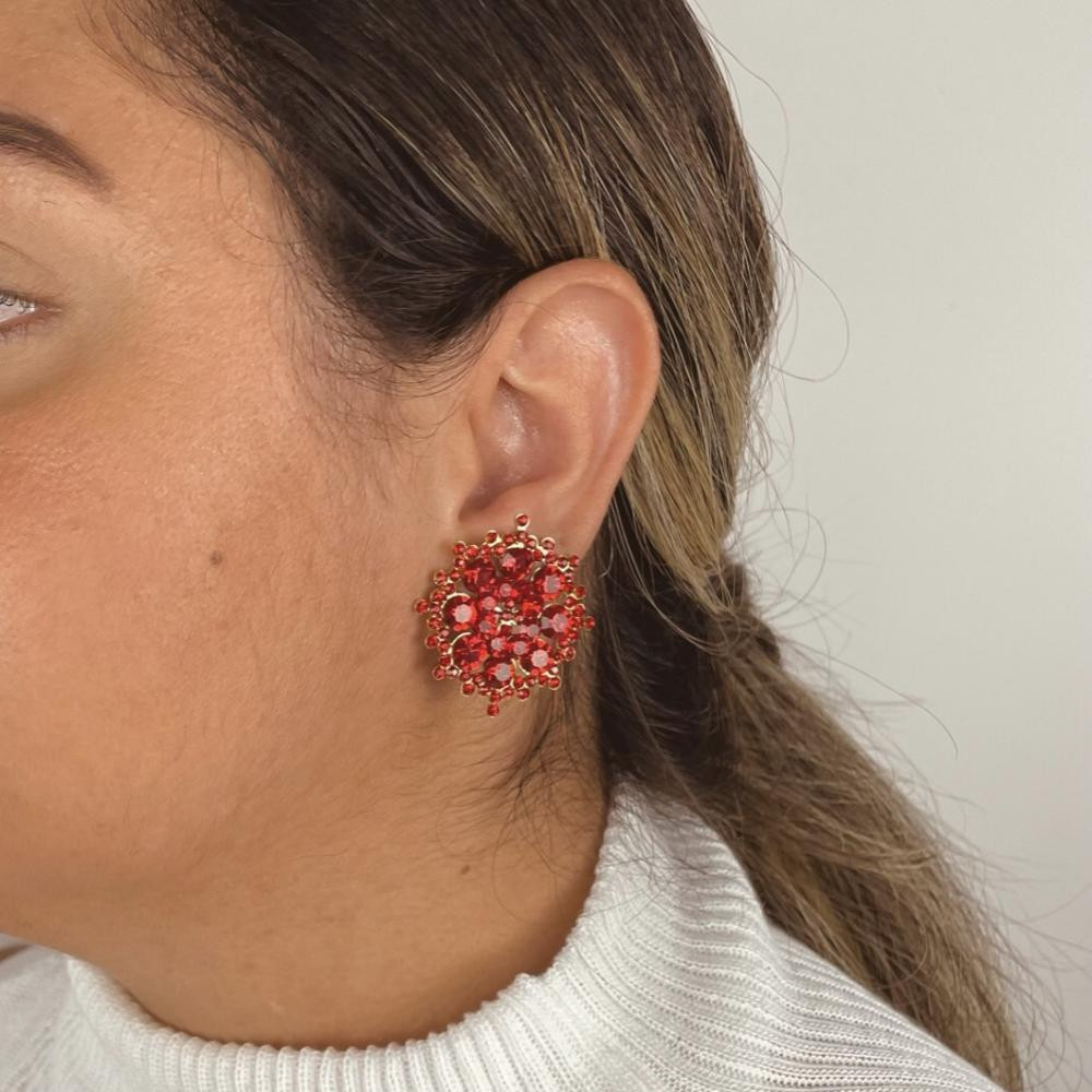 Brinco  Lúcia de strass banhado a ouro 18k