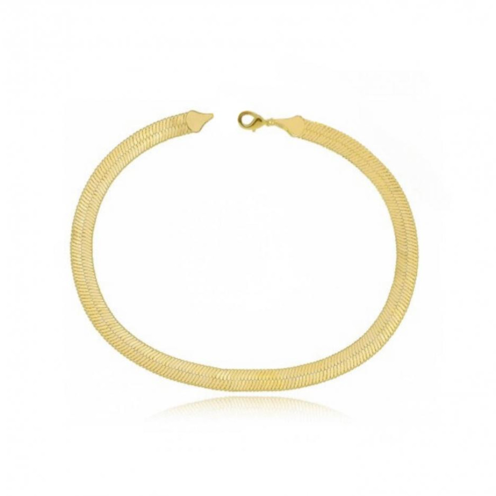 Colar tassia fita laminada grossa banhado a ouro 18k