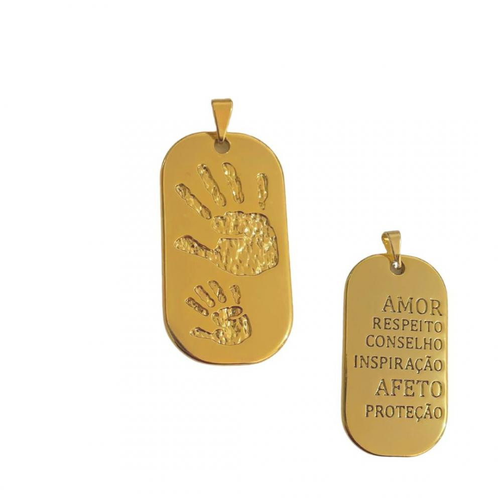 Pingente mãos duas faces banhado a ouro 18k 