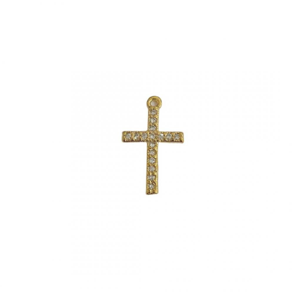 Pingente de Cruz cravejada banhado a ouro 18k 