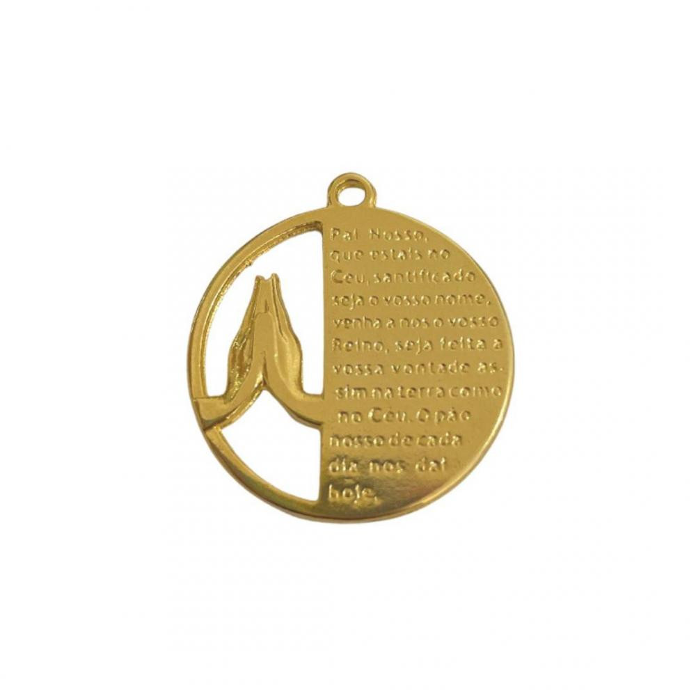 Pingente Oração redondo banhado a ouro 18k 