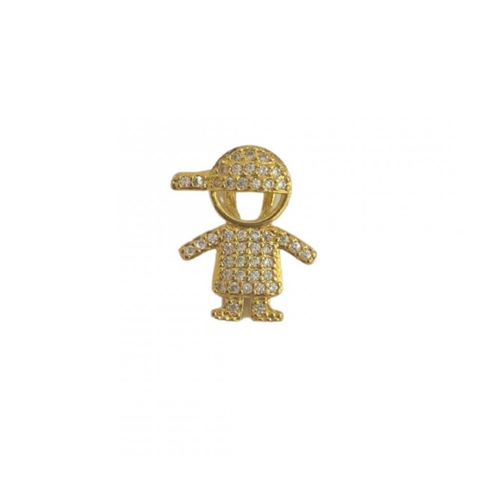 Pingente de menino cravejado banhado a ouro 18k