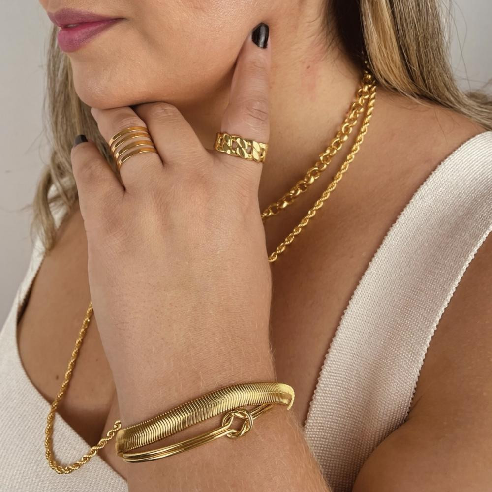 Anel elos Zoe banhado a ouro 18k