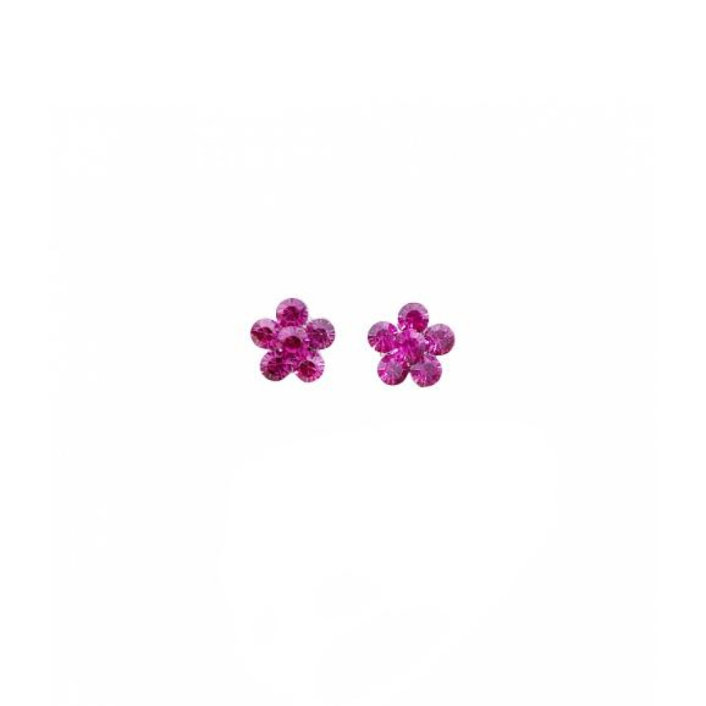 Brinco Flor de strass banhado a ouro 18k