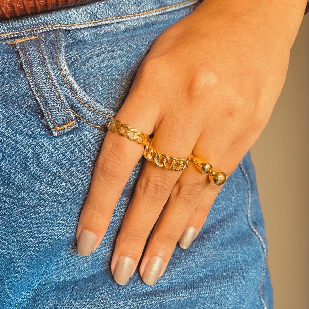Anel Marcela banhado a ouro 18k